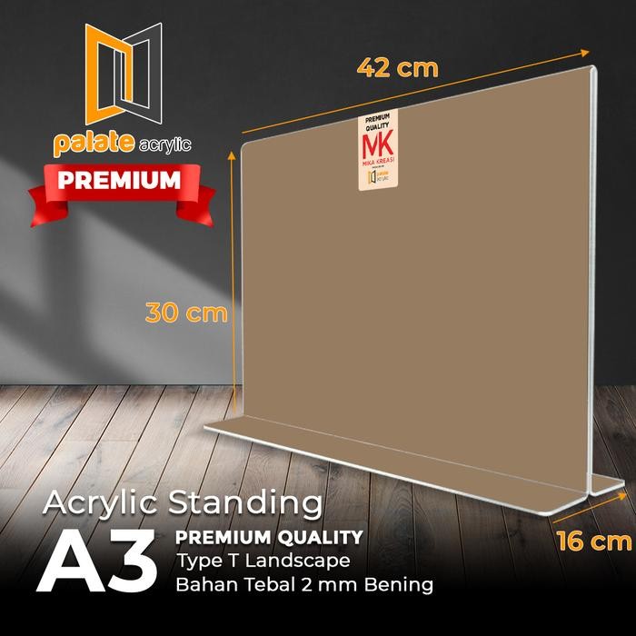 

Terlaris! Acrylic Tent Holder A3 T Landscape / Akrilik A3 T Landscape Premium