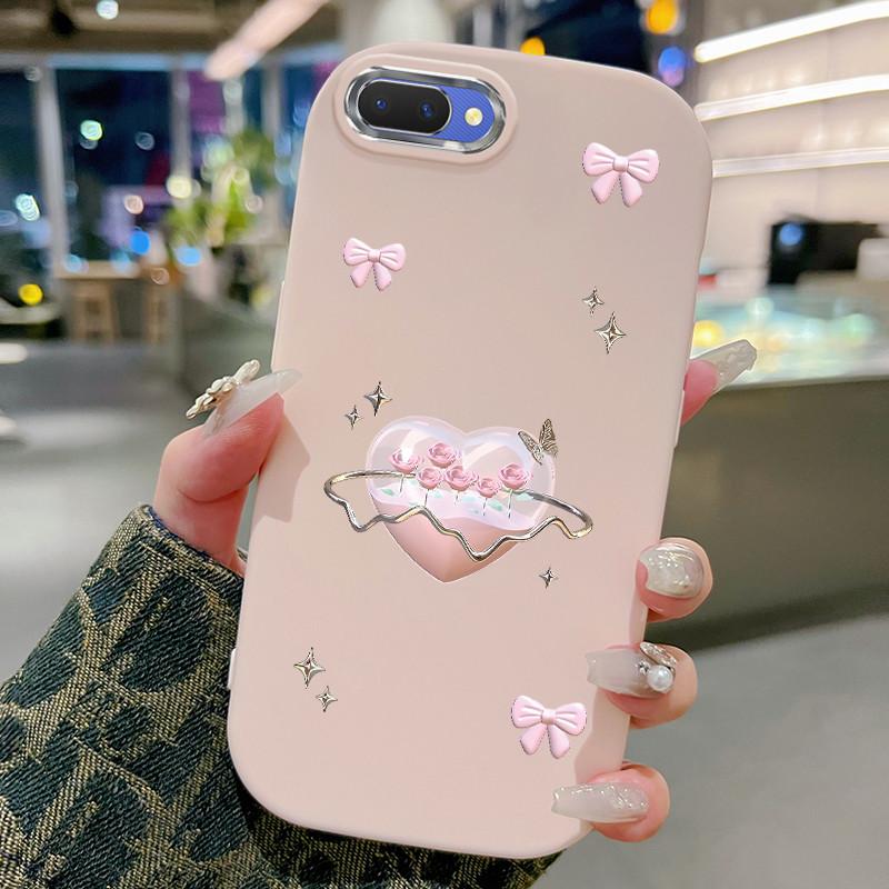 Casing Hp Untuk OPPO A5 A3s A12E Realme C1 Case Casing HP Softcase Silikon Pink Love Heart Aesthetic