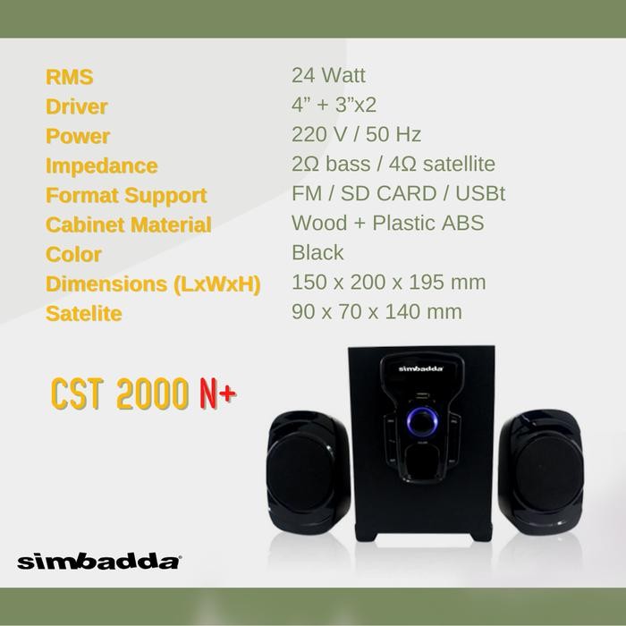 TERBARU SPEAKER SIMBADDA CST2000 N+ SPEAKER AKTIF PLUS BLUETOOTH ORIGINAL TERMURAH
