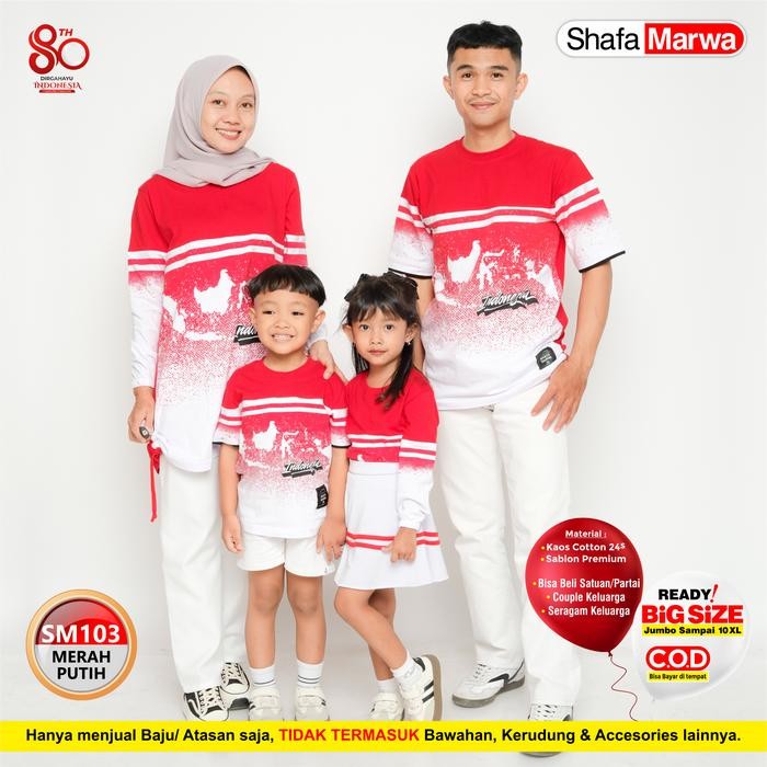 Shafamarwa Kaos keluarga Merah Putih Agustusan - Baju Seragam Couple Edisi Kemerdekaan 17 Agustus