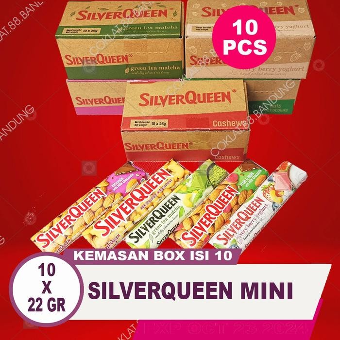 

SILVERQUEEN 22 GR 1 BOX 10 PCS ex 25gr, COKLAT SILVERQUEEN 22gr ex 25 GRAM MEDE ISI 10 MILK COKELAT