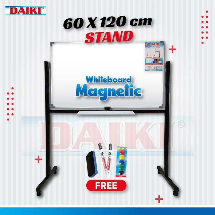 

Whiteboard / Papan Tulis Magnet DAIKI Double Face stand Uk 60x120 Cm