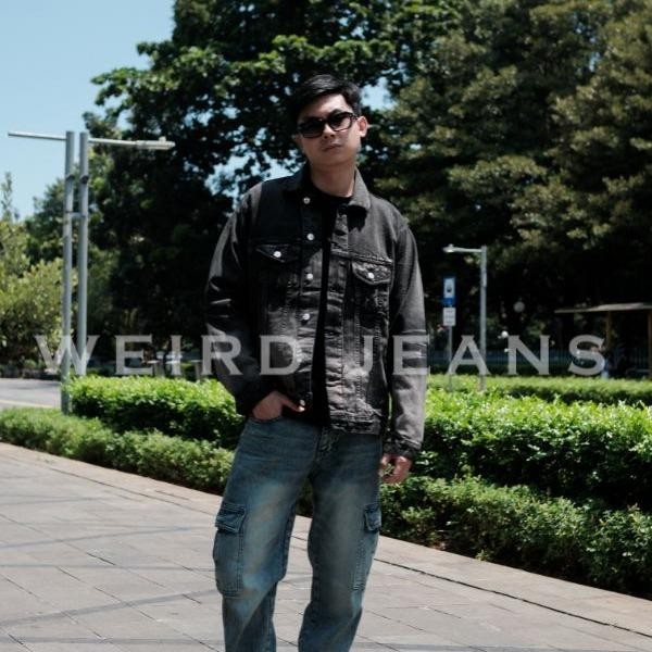 Weird Jeans - Dallas Black - Jacket Trucker Pria Slim Fit Warna Hitam
