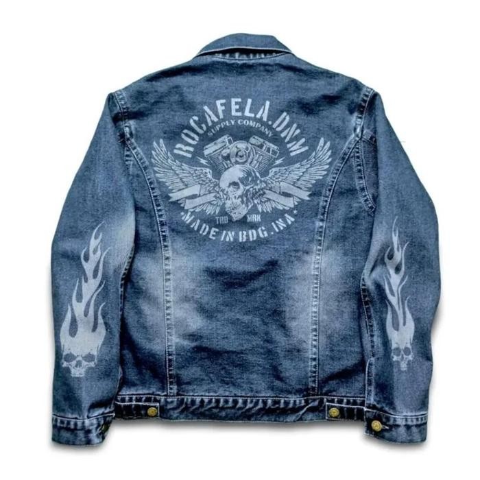 Jaket Jeans Pria Wanita Gravity Resleting Blue Distro Hitam Unisex