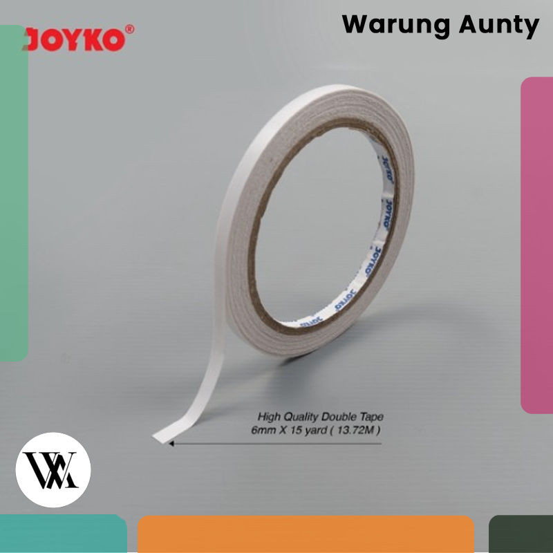 

DOUBLE TAPE PEREKAT 2 SISI JOYKO 6 MM X 15 YARD 1/4 INCH SIDED LEM PEREKAT TIP SUPER KUAT MURAH BLUE Warung Aunty Murah Bandung