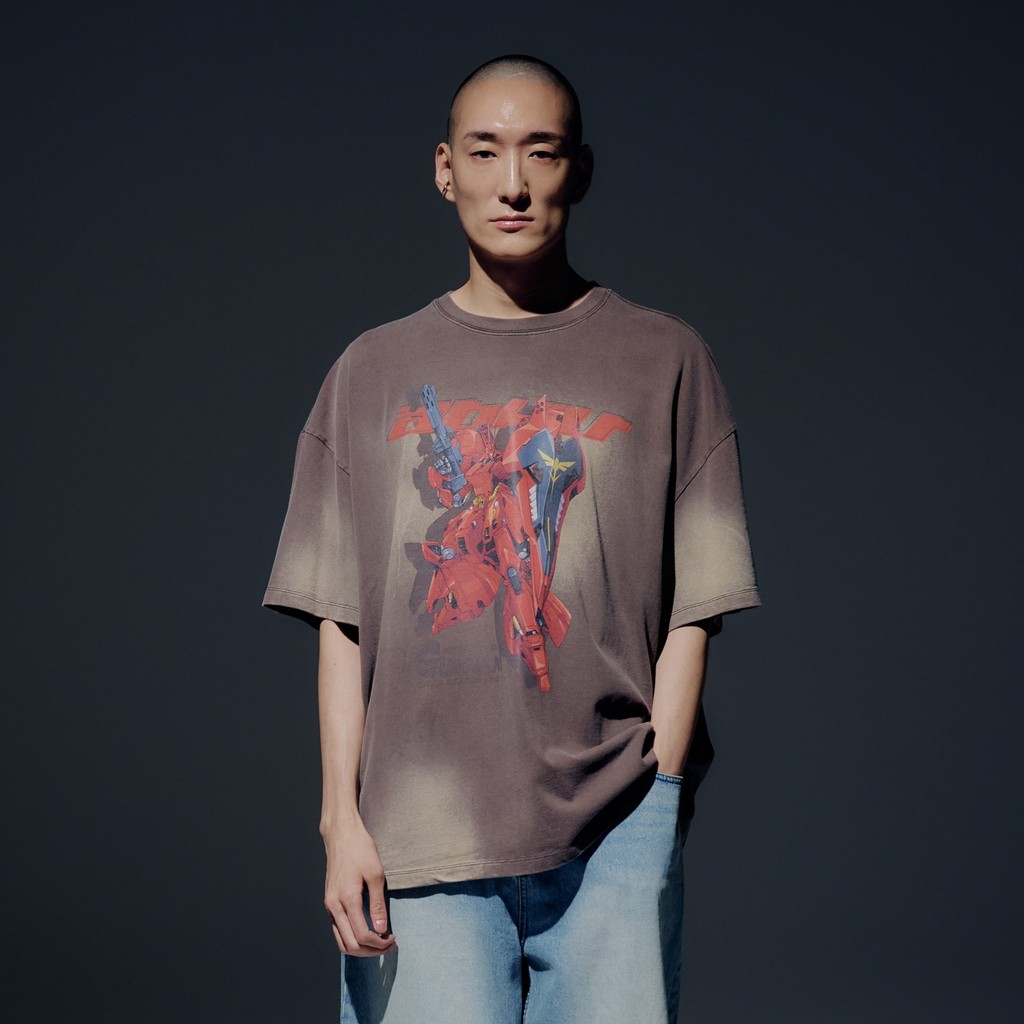 ADLV Mobile Suit Gundam Char'S Counterattack Washing Short Sleeve T-Shirt Cocoa - Kaos Wide Fit Fit 
