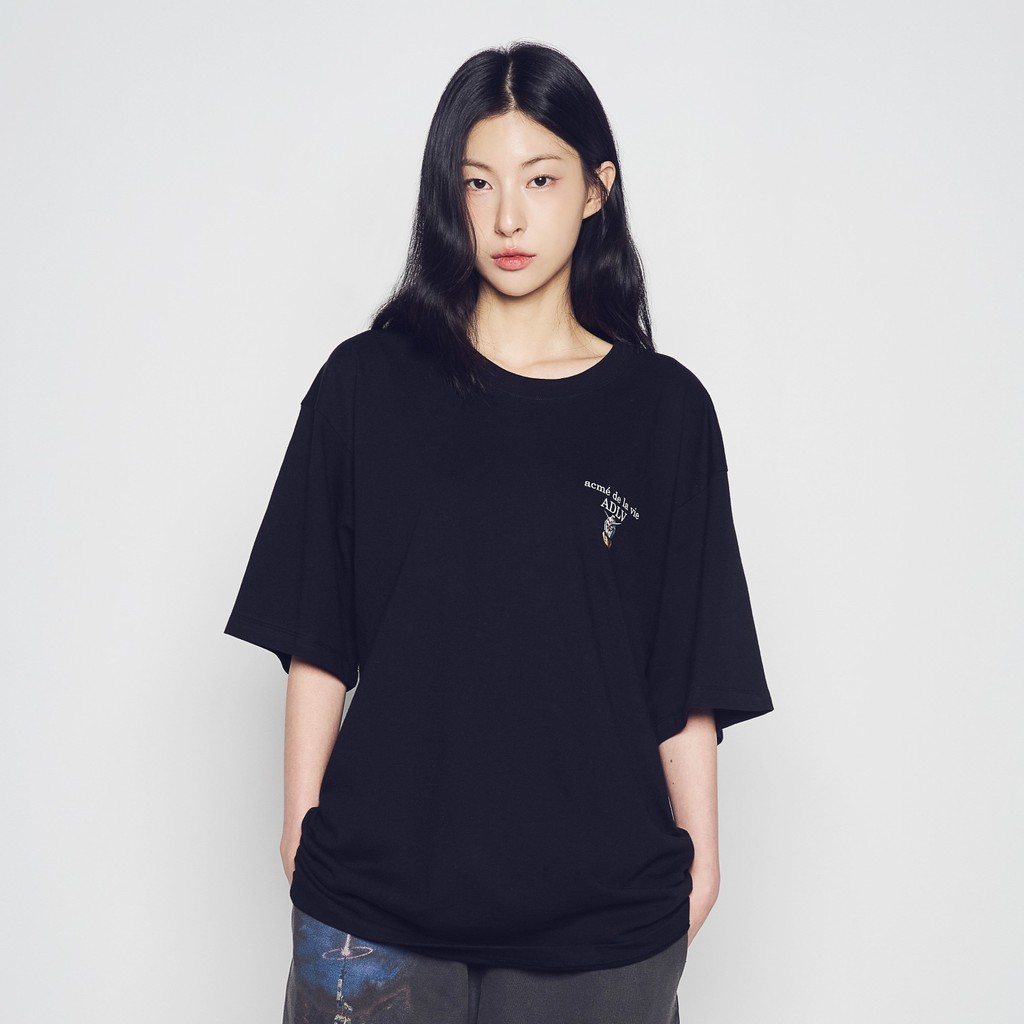 ADLV Mobile Suit Gundam Basic Logo Short Sleeve T-Shirt Black - Kaos Oversized Fit Unisex Acme De La