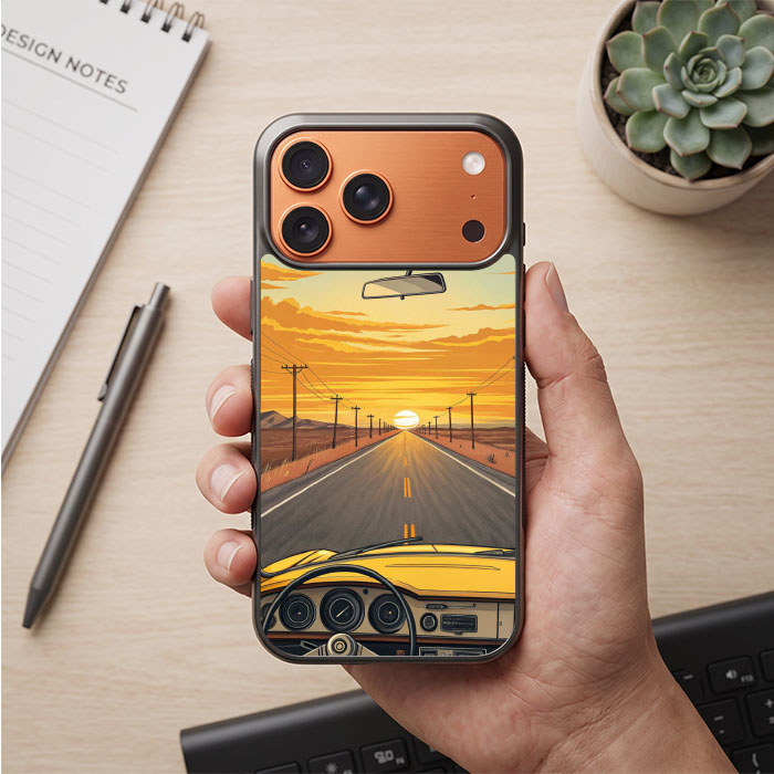 Case Casing iPhone 17 16 15 14 13 12 11 Pro Max Air Plus Mini Sunset Road Trip FX0340