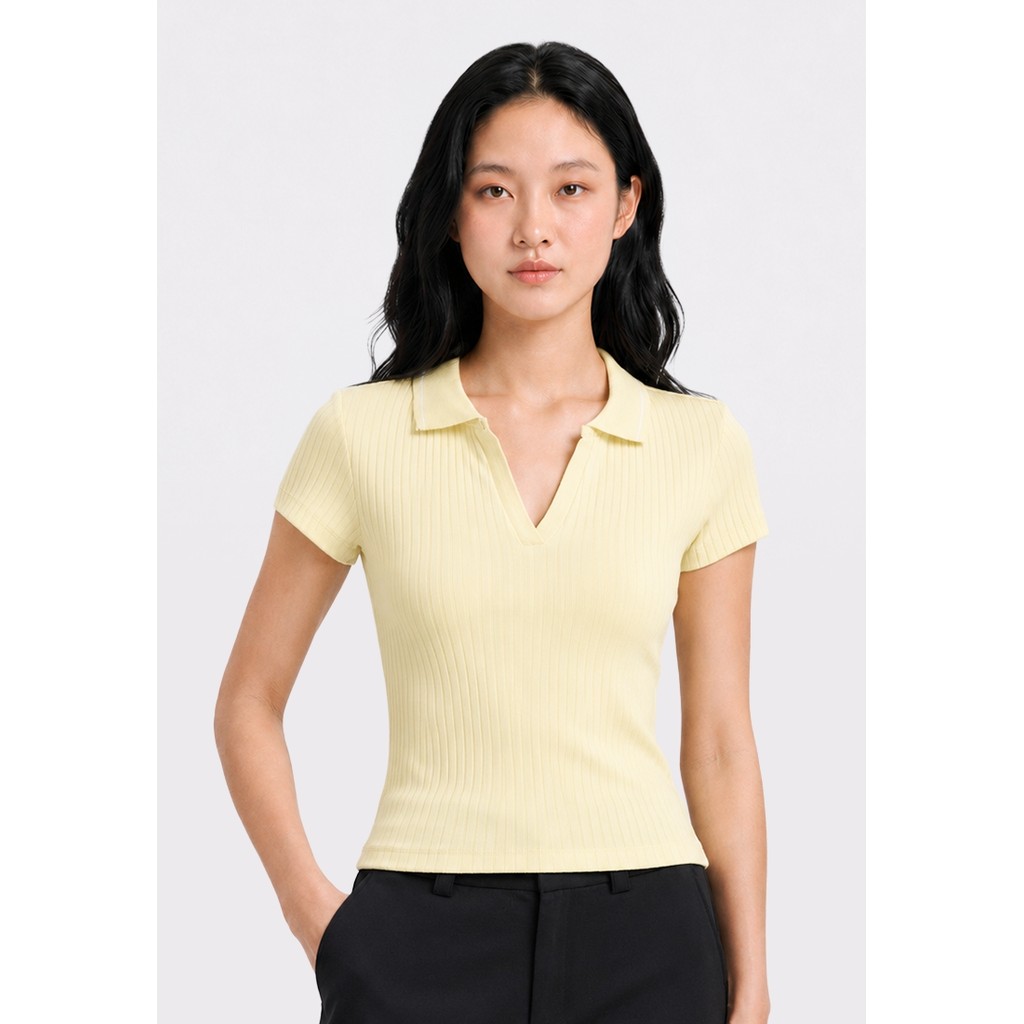 COLORBOX Short Sleeve Contrast Polo Shirt Butter