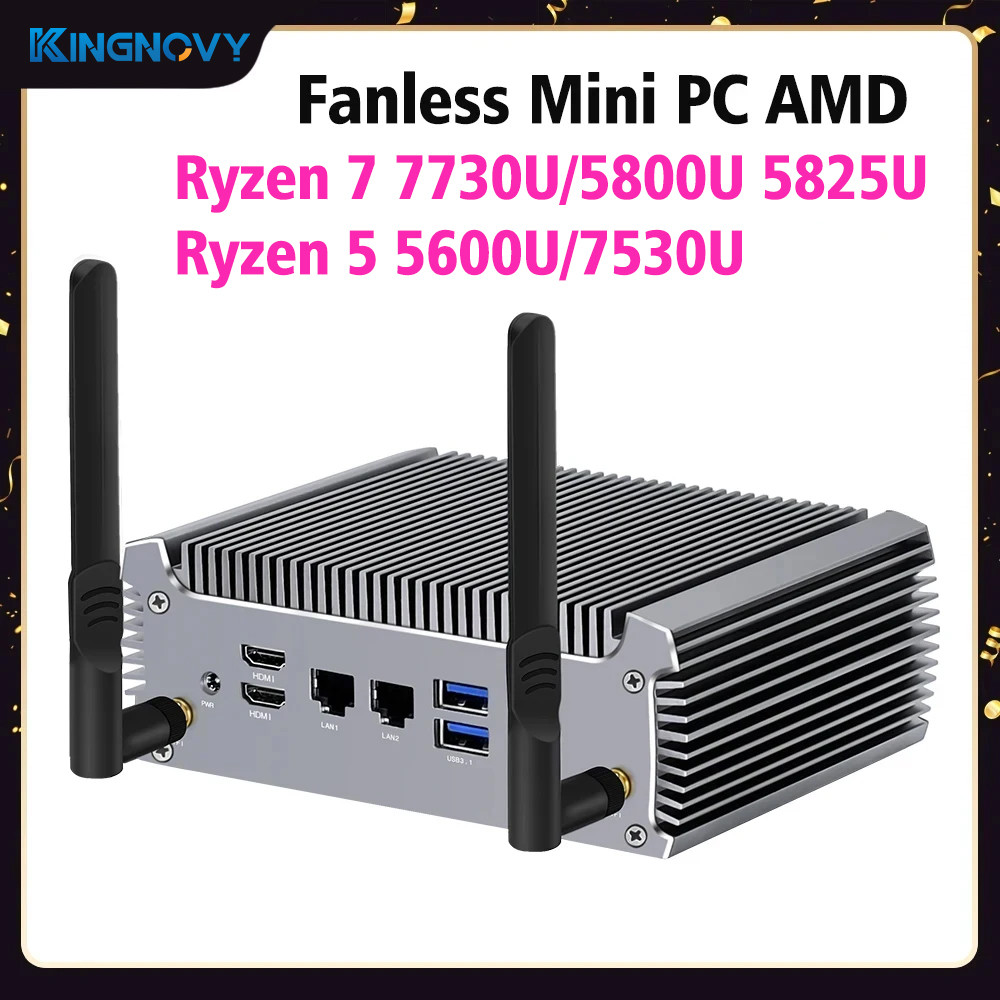 Mini PC tanpa kipas AMD Ryzen 7 7730U 5800U komputer Desktop game