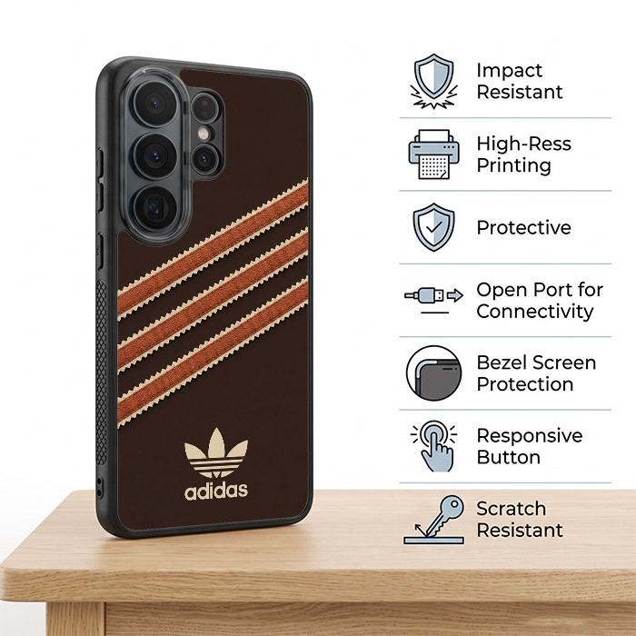 Case Casing Samsung S26 S25 S24 S23 S22 S21 S20 FE Ultra Plus Edge Adidas Vintage Brown AH0730 Custo
