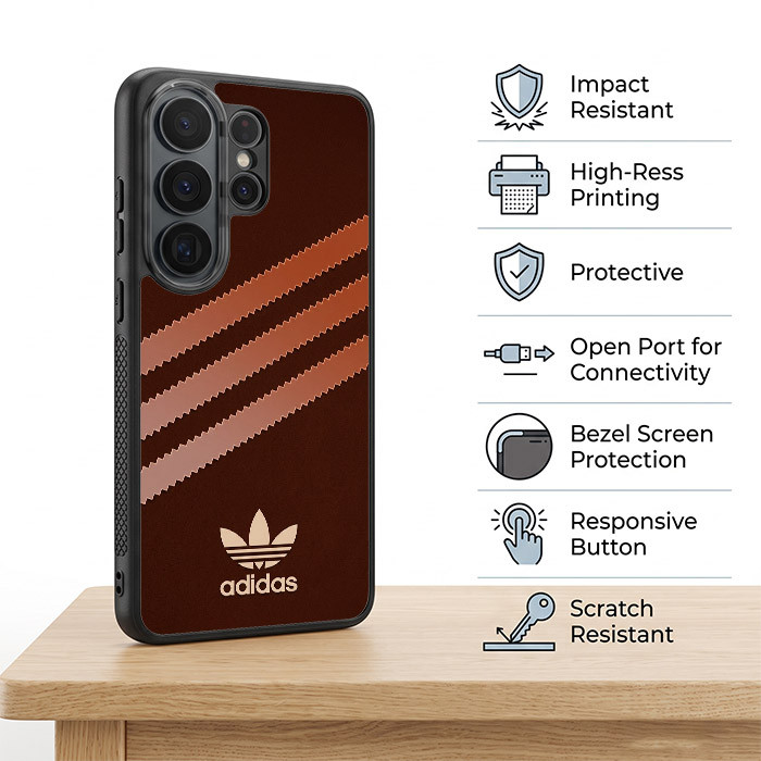 Case Casing Samsung S26 S25 S24 S23 S22 S21 S20 FE Ultra Plus Edge Classic Brown Adidas Trefoil AH07