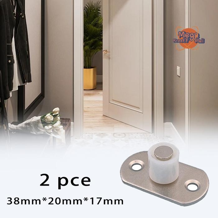 PREMIUM 2pcs Rel Pintu Sliding Kayu Roda Bawah Penahan Geser Sliding Stainless Steel