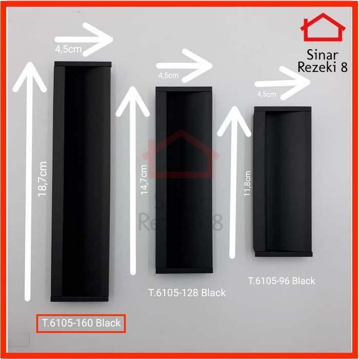PREMIUM Tarikan Tanam/ Handle Geser/ Tarikan Pintu Sliding T.6105-160 Black
