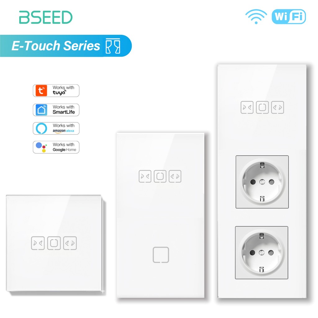 IMPORT BSEED Tuya WIFI Curtain Switch Smart Touch Curtain Switches Glass Frame Tuya APP Switch EU