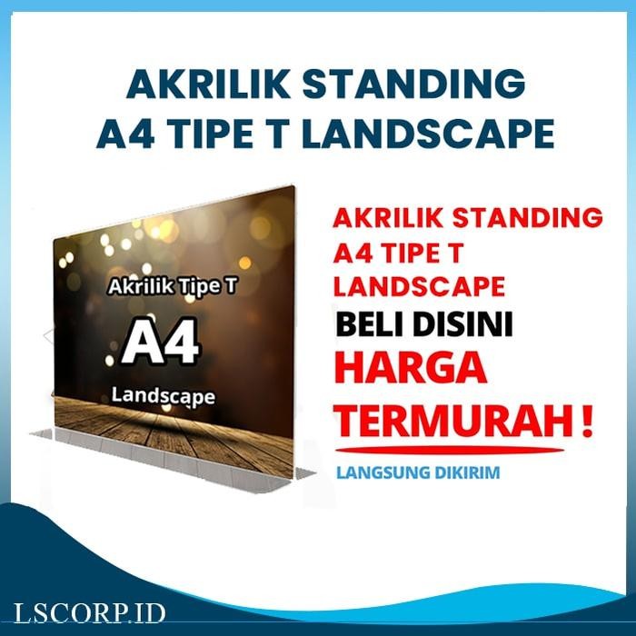 

Bisa Spk! Akrilik Brosur Bening A4 Tipe T Landscape Stand Acrylic Meja 2 Mm