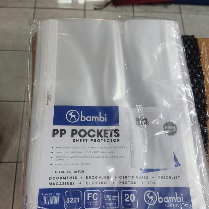 

Plastik Pp Pocket Bambi F4 5221 1 Dus Isi 50 Pack