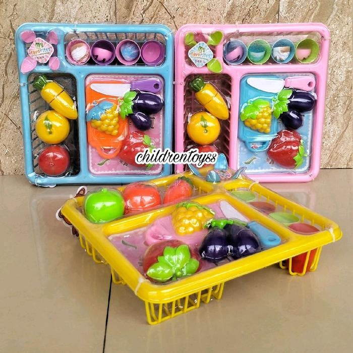 (Good) Mainan buah potong, keranjang buah, mainan keranjang buah potong