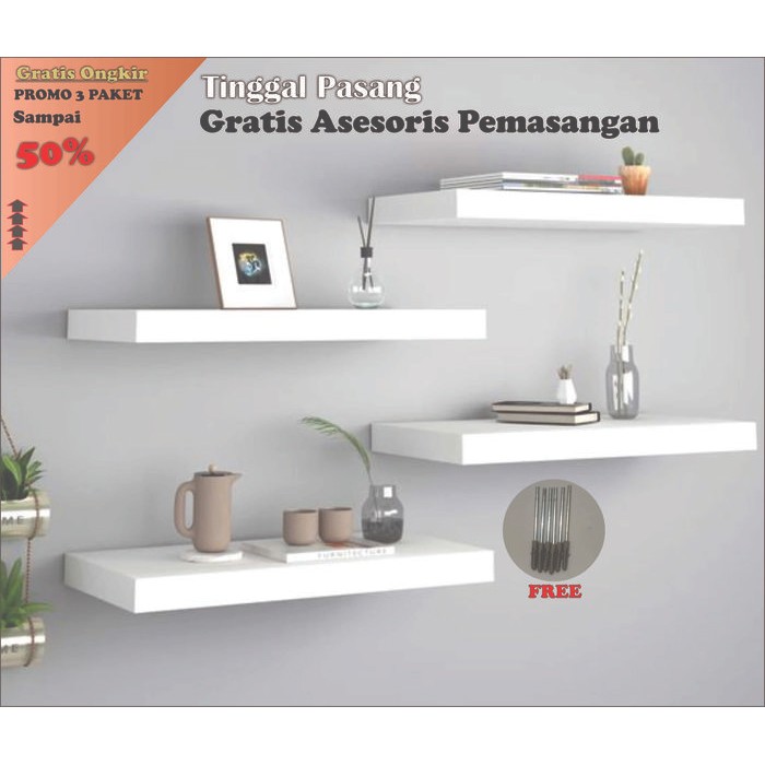 Rak Dinding Minimalis Ambalan Dinding Serbaguna Rak Ambalan Buku Kayu Besi