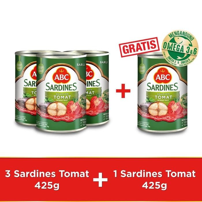 

ABC Sarden Saus Tomat 425 g - Buy 3 pcs Get 1 pcs Free
