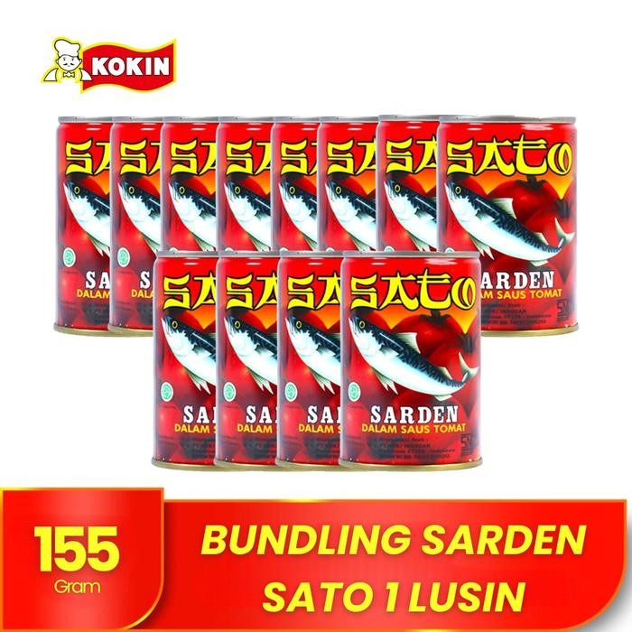 

Bundling Ikan Sarden Kaleng Sato Saos Tomat 1 Lusin Makanan Instan Siap Saji 155 gram - KOKIN