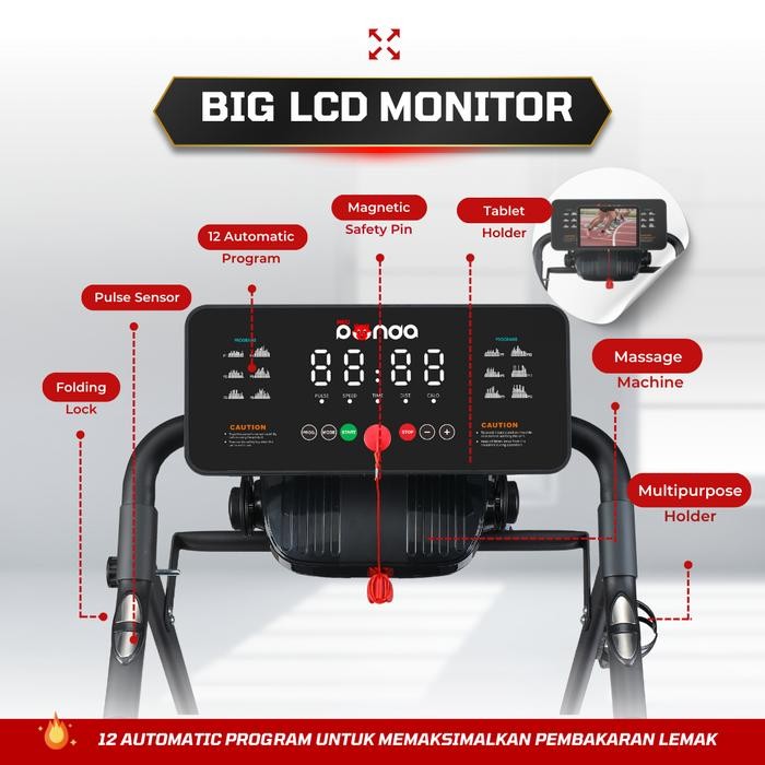 Motorized Treadmill Listrik Redpanda NEO-583 Massage Murah Multifungsi