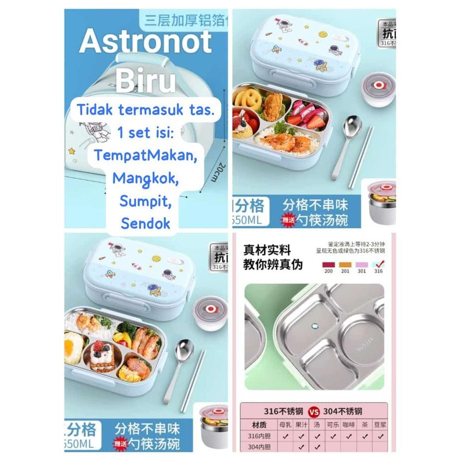 Lunch Box Stainless Sus316 - Tempat Makan Stainless 4 Sekat