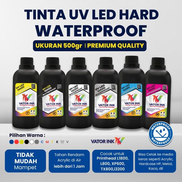 

Tinta Uv Led Hard Waterproof Vator 500Gr Epson Flatbed Cetak Acrylic Kaca Hard Case Casing Hp