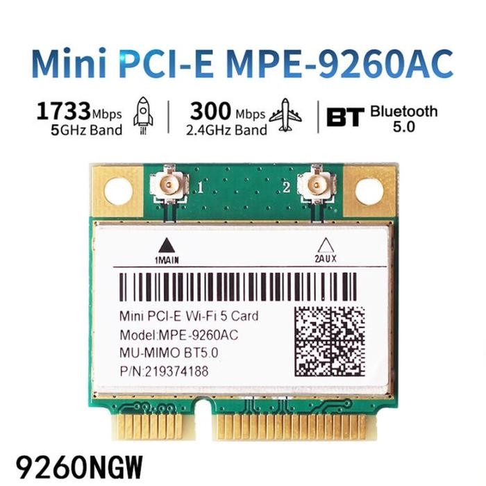 WIFI 5 CARD WIRELESS INTEL AC BLUETOOTH 5.0 HALF MINI PCIE 9260 5.8GHZ 2.4GHZ 5G 5GHZ 2GHZ