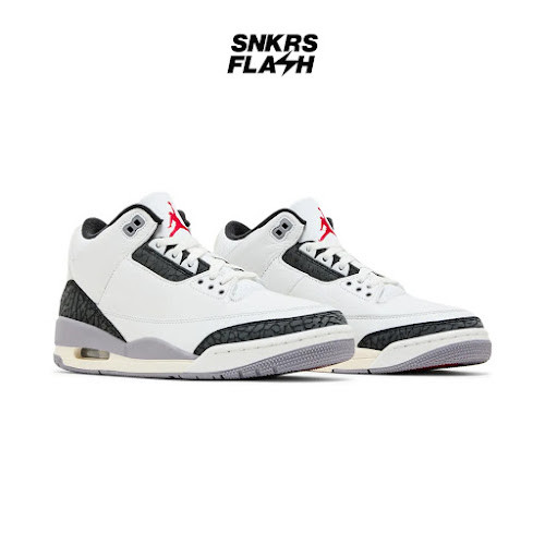 NIKE Air Jordan 3 Retro White Cement Grey Sepatu Sneakers Pria - CT8532106 - Size 44