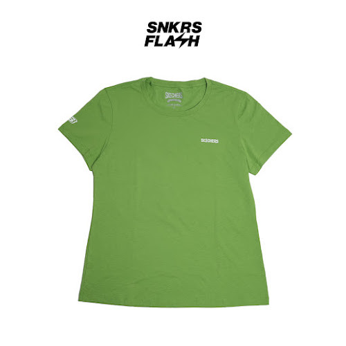 SKECHERS Womens Tee Basic Small Logo Green Baju Lengan Pendek Wanita - GW21V03GR - Size XL