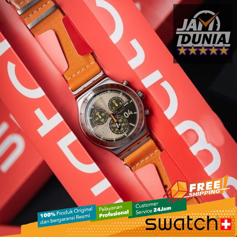 JAM TANGAN PRIA SWATCH ORIGINAL CLOTH ORANGE SILVER SWATCH YVS101 SWATCH YVS 101 JAM PRIA NG CHRONOG