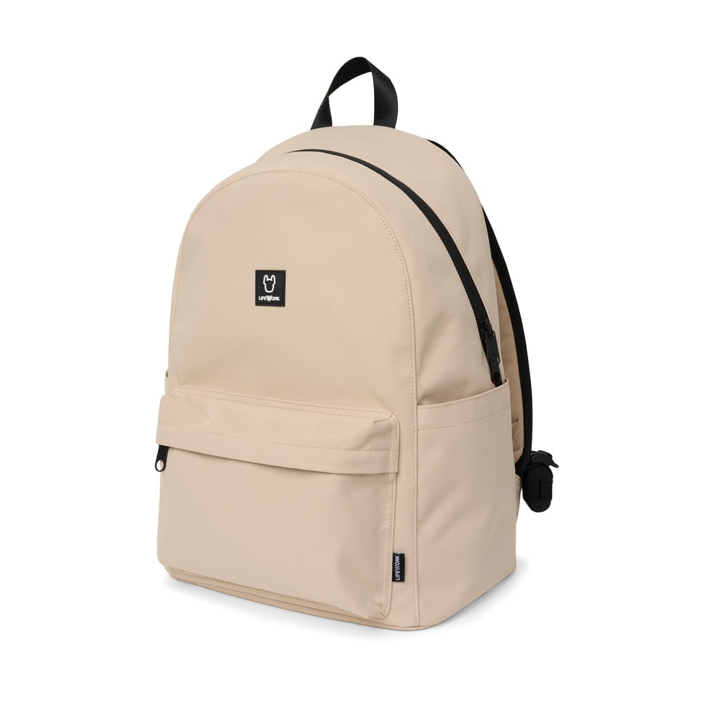 LIFEWORK - Square Ladok Wappen Daily Backpack Beige - Tas Ransel Beige Unisex
