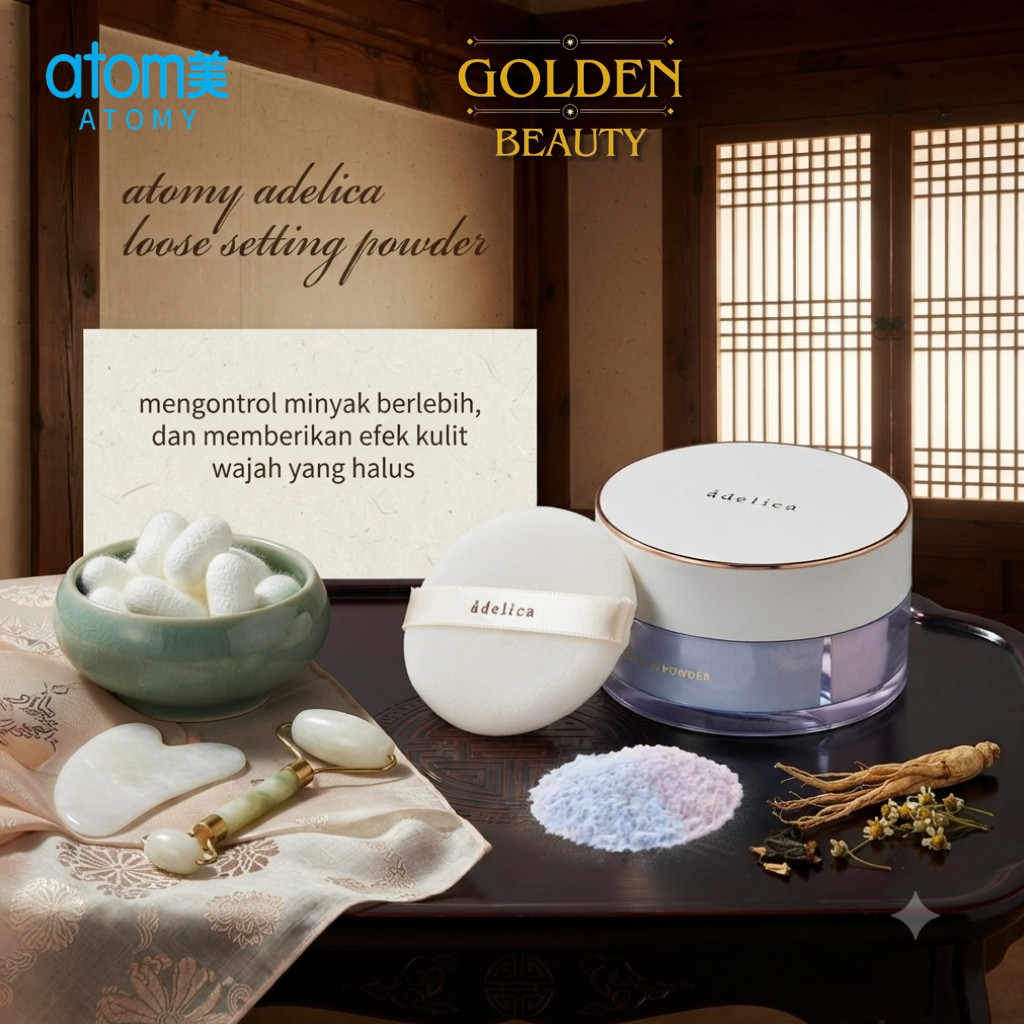 Setting Powder Bedak Tabur 12gr Original Korea - Atomy Adelica, 2 Warna Unik Hasil Riasan Alami