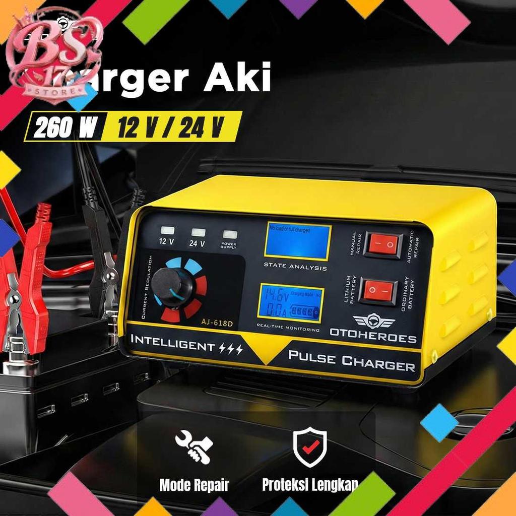 Charger Aki Mobil Intelligent Battery Charger 12V/24V - AJ-618D
