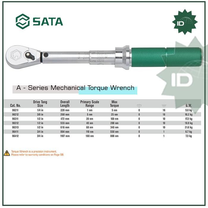 Sata Kunci Torsi 3/4" Kunci Momen Sata 96411 Torque Wrench 110-550NM