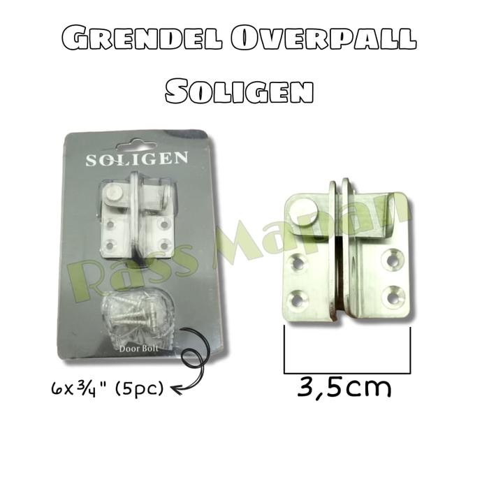PREMIUM Grendel Overpal Gembok Pintu Pagar Sliding Swing Stainless Soligen