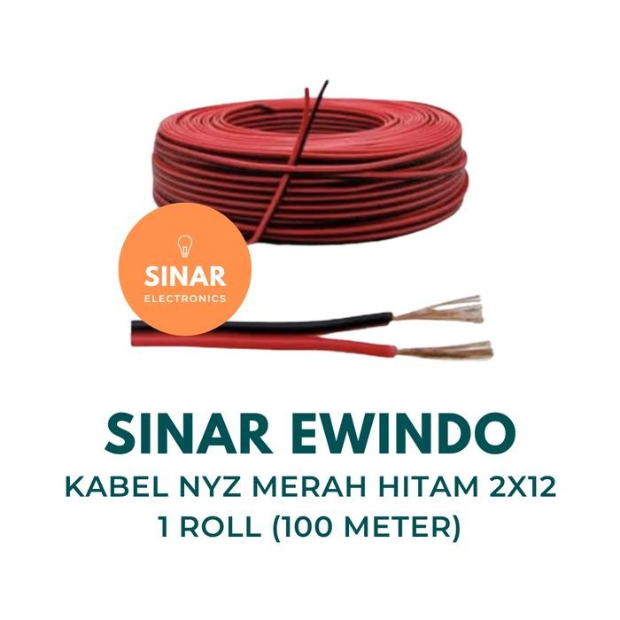 KABEL NYZ MERAH HITAM 2X12 SINAR EWINDO 1 ROL (100 METER)