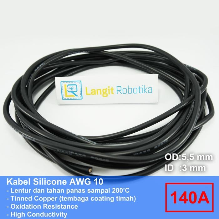 AWG 10 KABEL SILICONE AWG10 CABLE SILIKON WIRE BLACK HITAM TAHAN PANAS