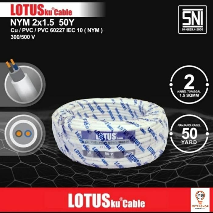 KABEL LISTRIK LOTUS NYM 2X1.5 2X1,5 50 YARD LOTUSKU 50Y KAWAT
