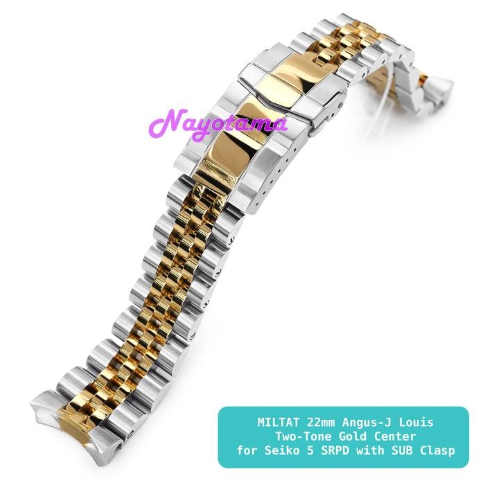 22mm MILTAT Angus-J Louis Two-Tone Gold-Center Seiko 5 SRPD SKX007