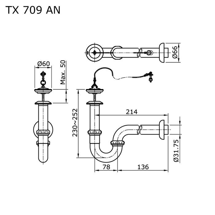 Sifon Toto Tx709An / Leher Angsa Toto Tx709An / P-Trap Toto Tx709An