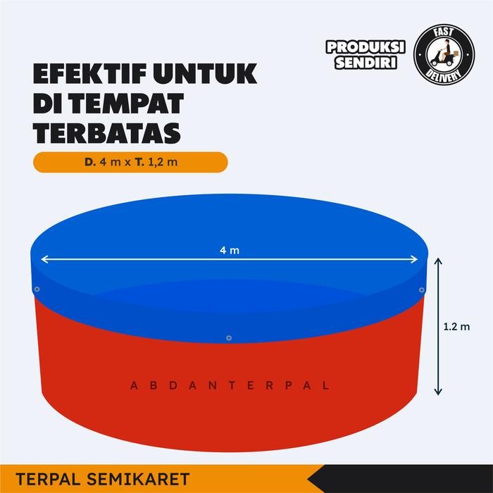 Tekira.store kolam terpal ikan bulat bioflok diameter 4 terpal A20 (terpal saja)