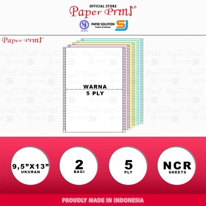 

Paperpryns Kertas Continuous Form 5Ply Ncr Folio 9,5" X 13"/2 (Bagi 2)