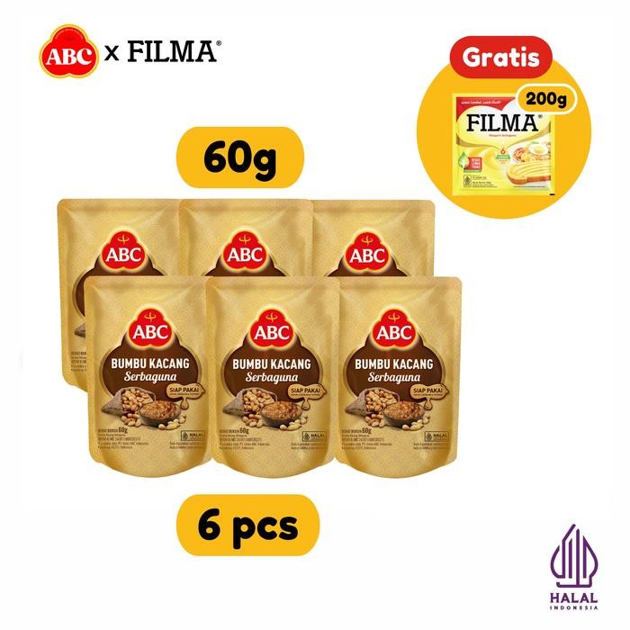 

ABC Bumbu Kacang Serbaguna 60 g Multipack 6pcs - Free Filma Margarine 200gr