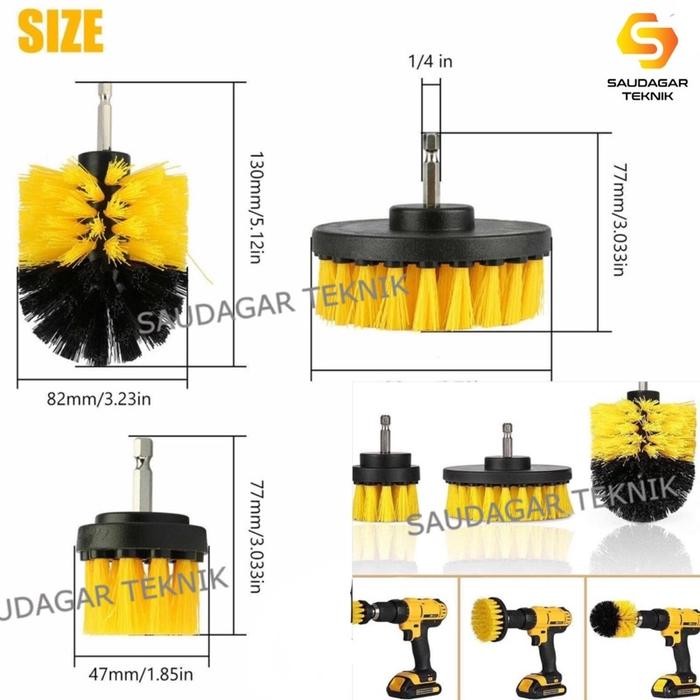 Mata Bor Sikat Pembersih Serbaa Adaptor Bor Sikat Lantai Karpet Sofa Kamar Mandi WC Brush Cleaning