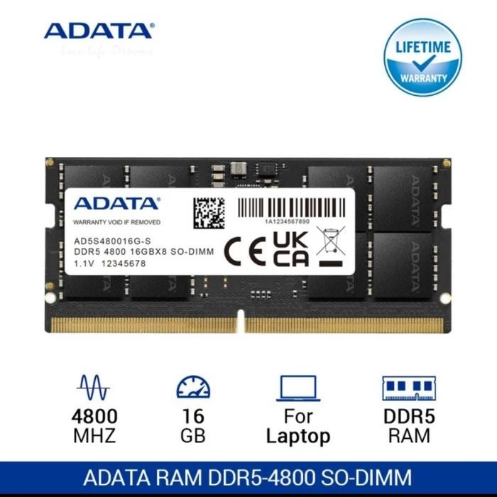 RAM SODIMM DDR5 4800MHZ 16GB ADATA MEMORY LAPTOP SODIM 16 GB DDR5 4800 MHZ