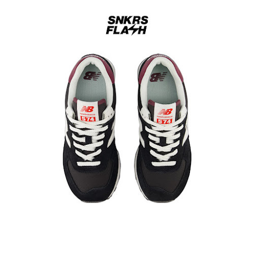 NEW BALANCE 574 Black White Burgundy Sepatu Sneakers Wanita - WL574WBE - Size 38