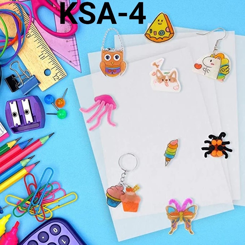 KSA-4 Shrinky dink plastik A4 heat shrink plastik sheet kids activity diy gantungan kunci hp (Manik)