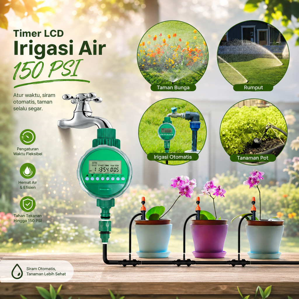 AQUALIN Timer LCD Irigasi Air Taman Otomatis - 21026